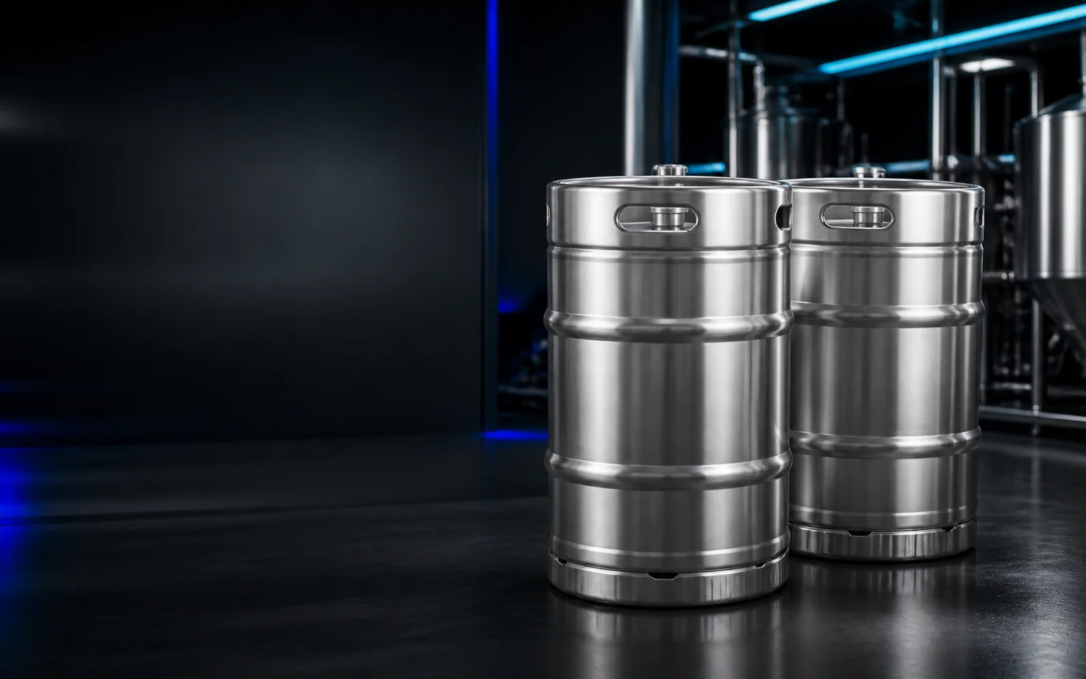 Edelstahl-KEGs in einer professionellen Produktionsumgebung